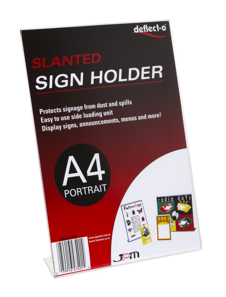 Deflecto Sign/Menu Holder Slanted Portrait A4