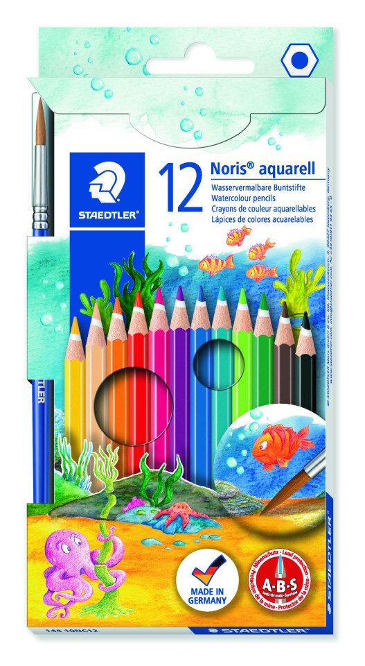 Staedtler Noris Aquarell Colouring Pencils Watercolour Assorted Colours Pack 12