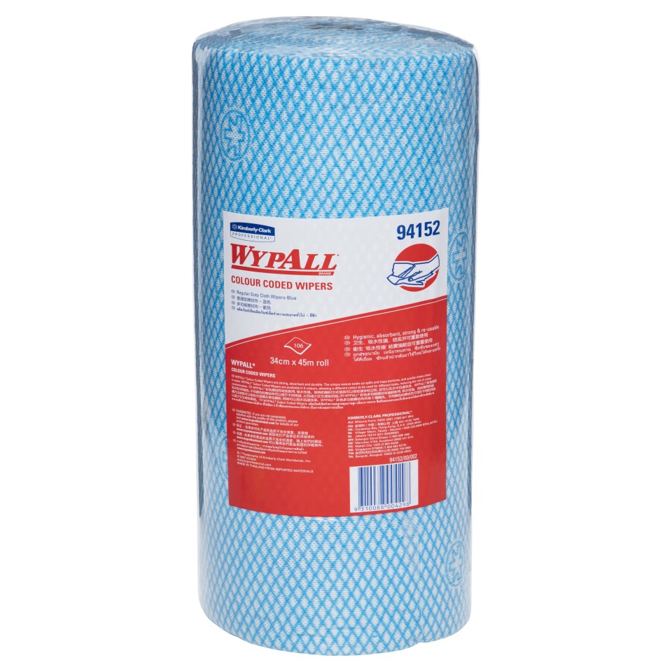 WypAll Blue Regular Duty Cloth Colour Coded Wipers 94152