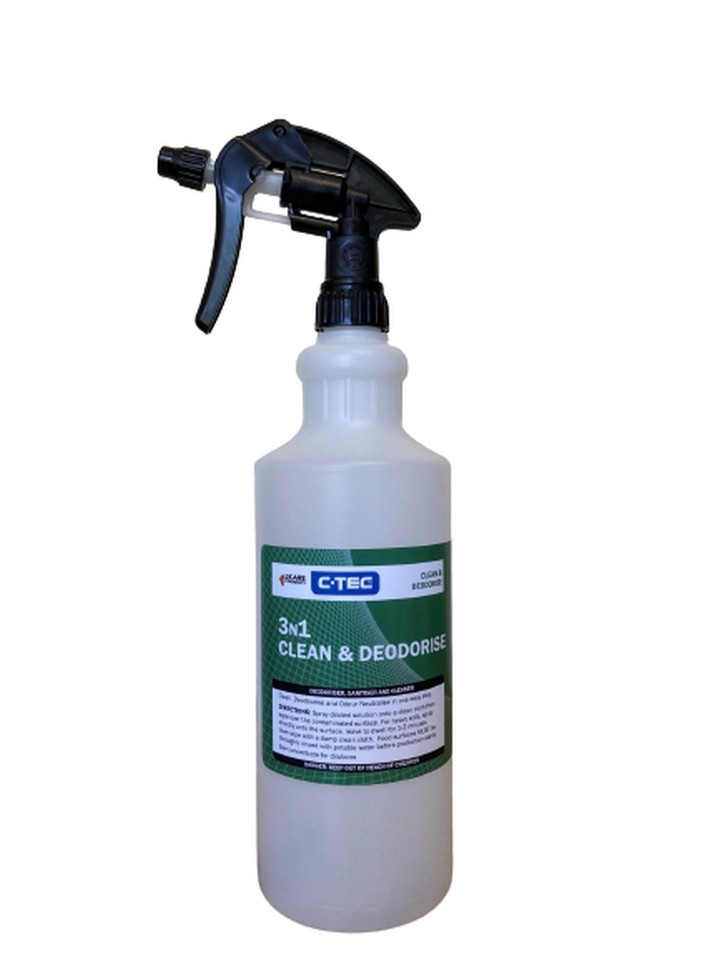 C-TEC 3n1 Cleaner & Deodorise Spray Bottle Kit - 1 Litre