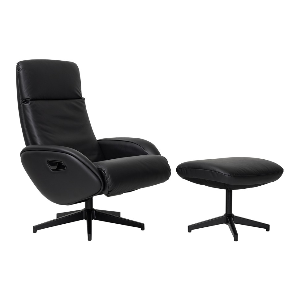 Buro Maya Recliner With Footrest Black Leather
