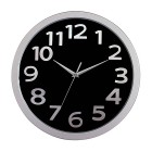 Carven Wall Clock Glass Face Round 33cm Black & Silver image