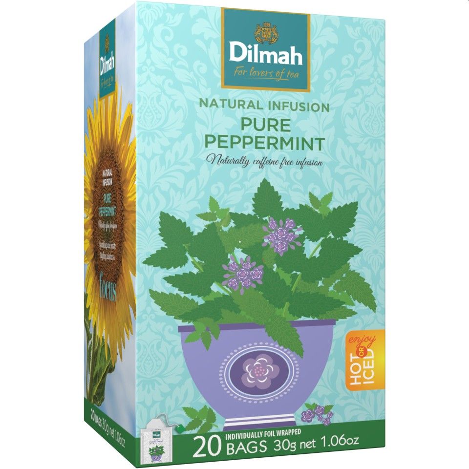 Dilmah Pure Tea Bags Enveloped Peppermint Leaves Pack 20