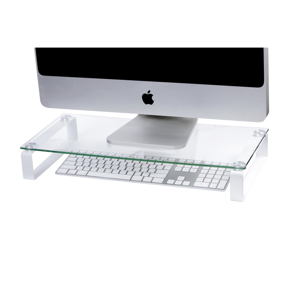 Esselte Monitor Stand - Glass with White Legs