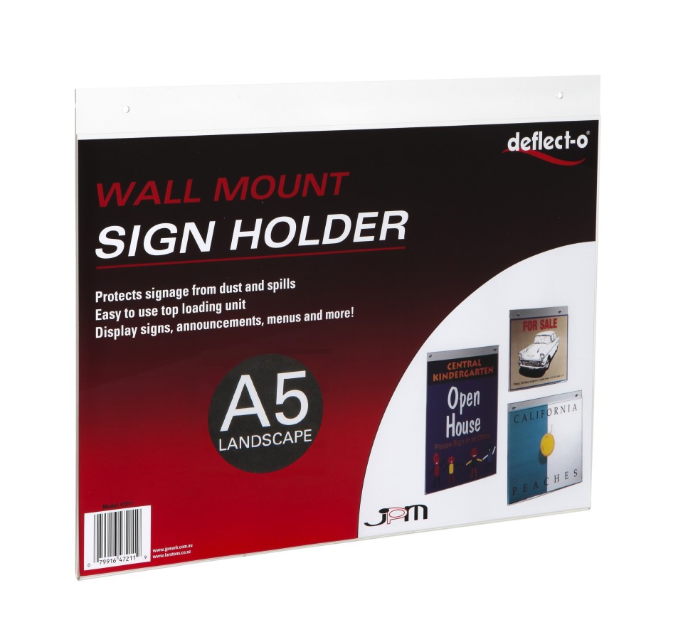 Deflecto Wall Mounted Sign/menu Holder Landscape A5