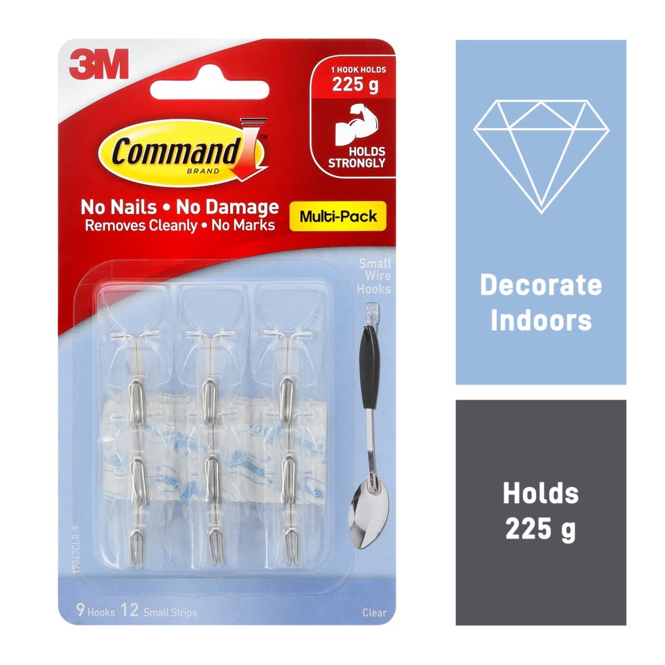 3M Command Utensil Hooks Wire Value Pack Clear Pack 9