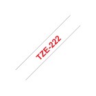 Brother TZe-222 P-Touch Laminated Labelling Tape Red On White 9mmx8m image