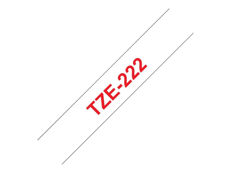 Brother TZe-222 P-Touch Laminated Labelling Tape Red On White 9mmx8m