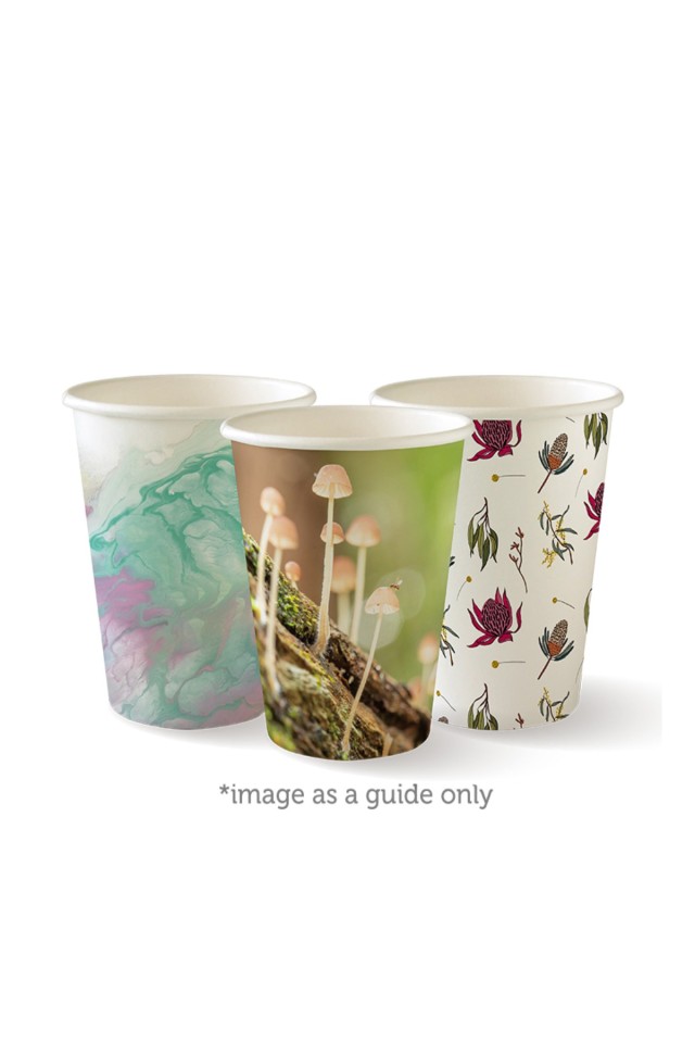 BioPak Paper Cup Single Wall 280ml / 8oz Art Series Carton 1000