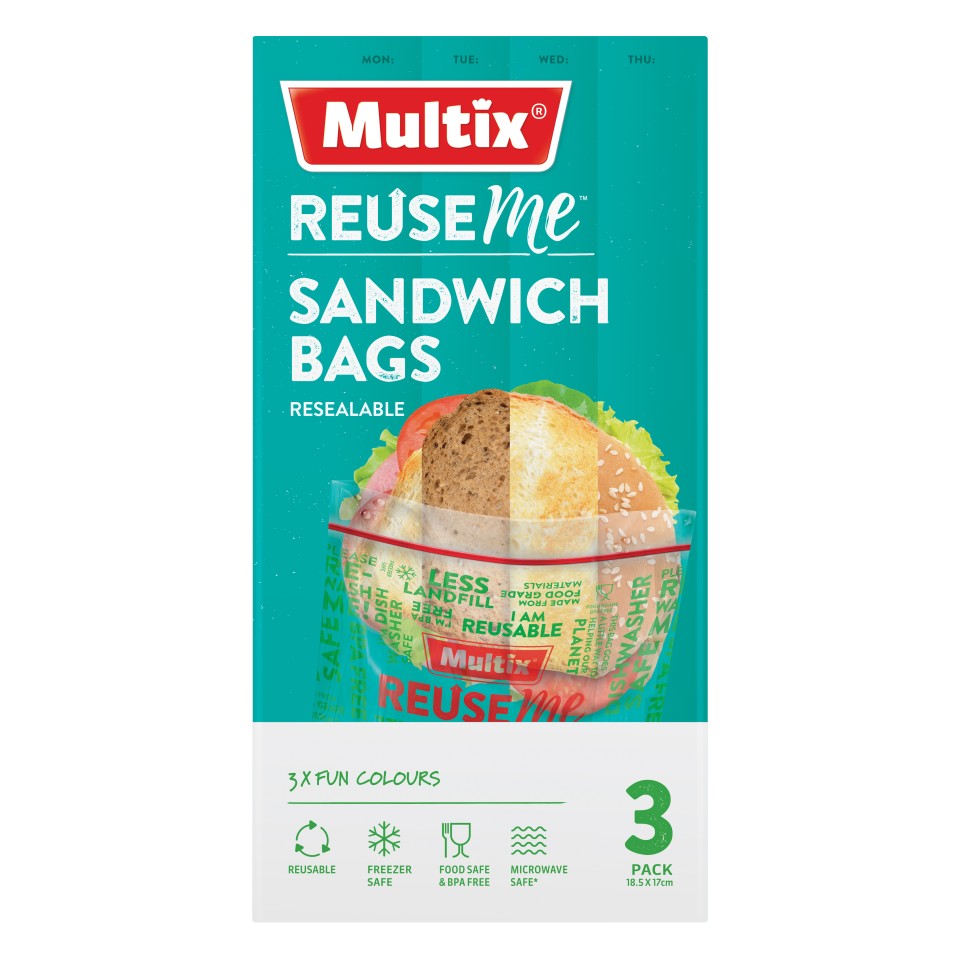 Multix Reuse Me Sandwich Bags 3 Pack