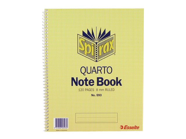 Spirax 593 Notebook Quarto 250X200mm Side Opening 120 Page