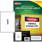 Avery Labels Heavy Duty Laser Printer 959067/L7067 199.6x289.1mm 1 Per Sheet White Pack 25 Labels image