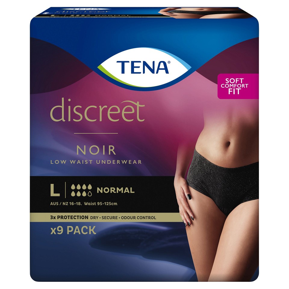 Tena 795623women Discreet Pants Large Black Lw Packet 9