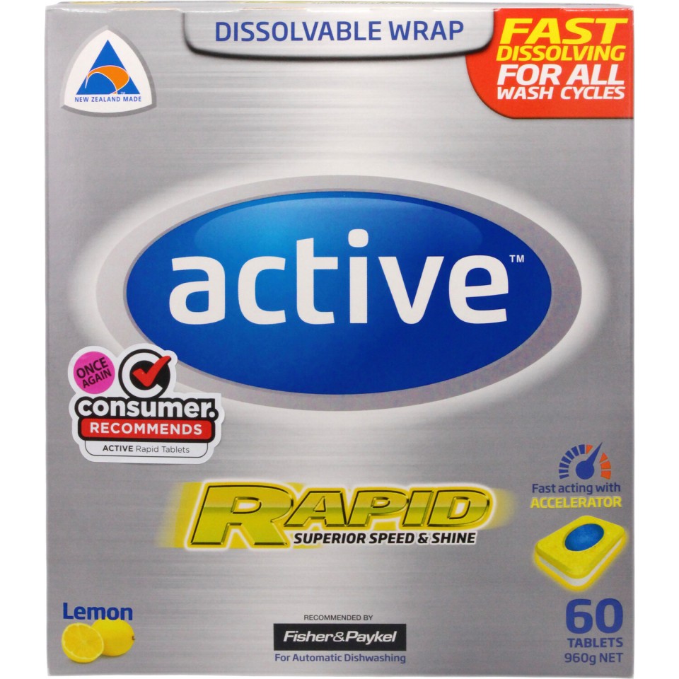 Active Rapid Dishwasher Tablets Lemon 60 Tabs