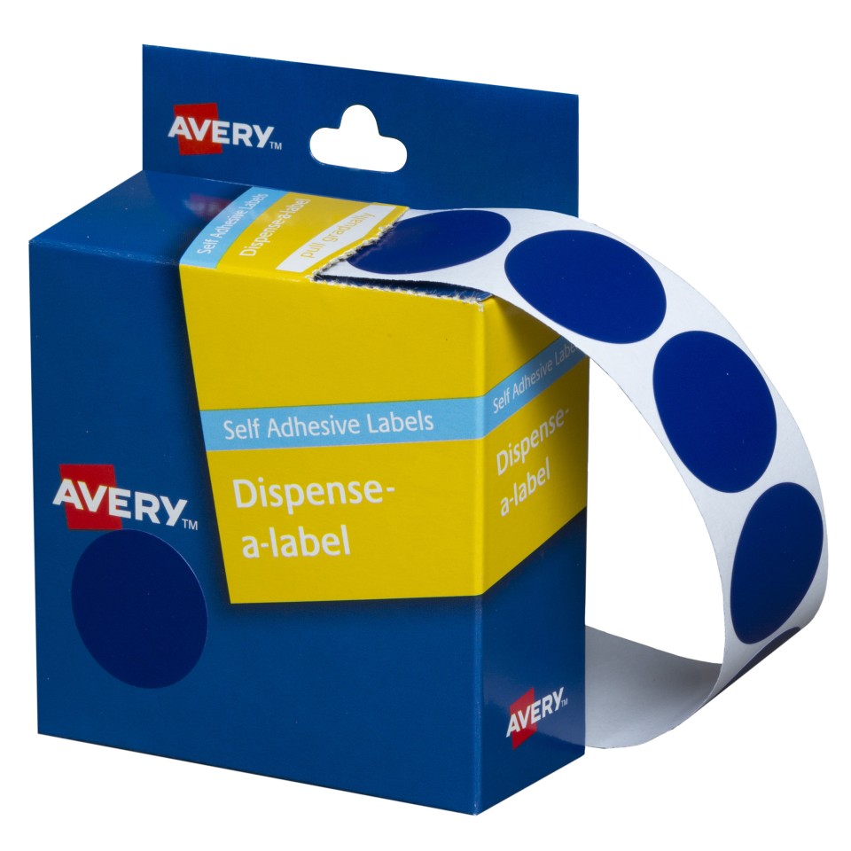 Avery Dot Stickers Dispenser 937244 24mm Diameter Blue Pack 500