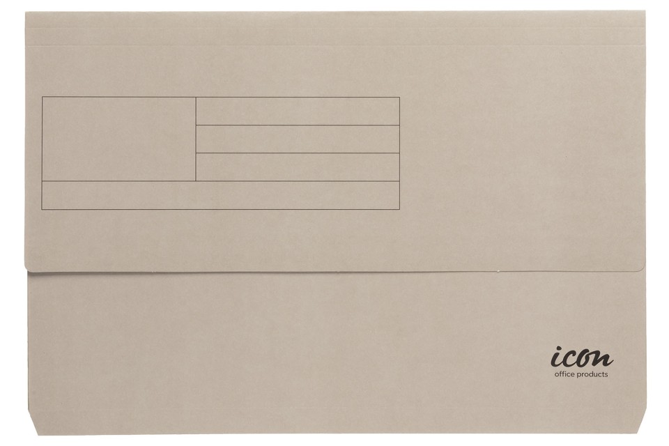 Icon Document Wallet Cardboard Foolscap Grey Pack 10