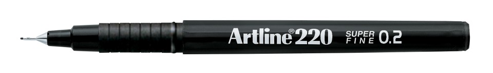 Artline 220 Fineliner Pen Super Fine 0.2mm Black