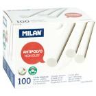 Milan Chalk Sticks Non Dust White Pack 100 image
