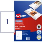 Avery Matt Multi-Purpose Labels Laser Print 199.6 x 289.1mm 20 Labels (959770 / L7167CL) image