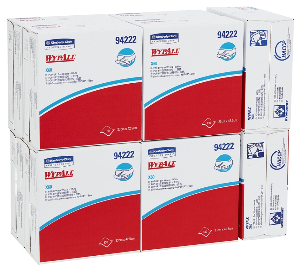 Wypall X60 Pop-up Box Wipers 10 Pop-up Boxes 130 Per Box 1300 Wipes