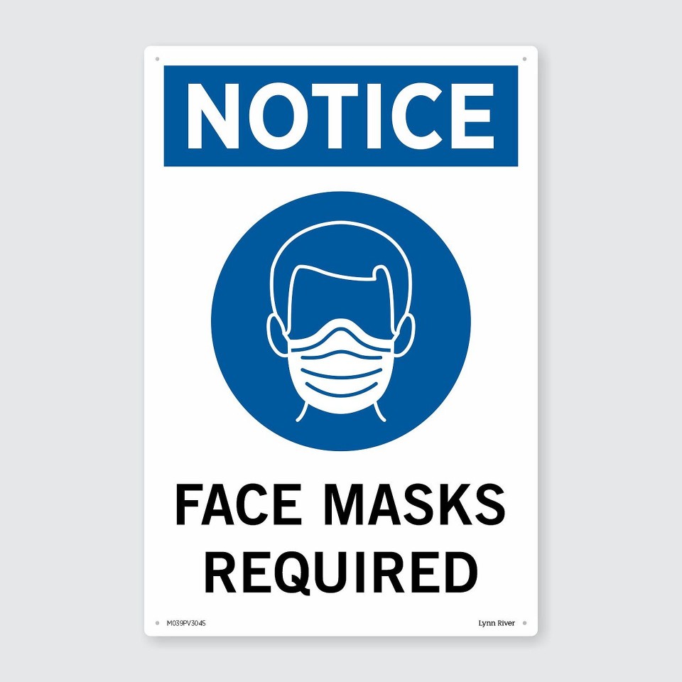 PVC Sign Face Masks Required 300x450mm