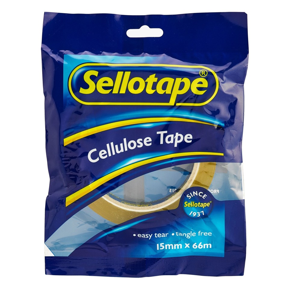 Sellotape 1105 Cellulose Tape 15mm x 66m Clear Roll