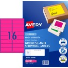 Avery Shipping Labels Fluoro Pink High Vis Laser Printers 99.1x34mm 400 Labels 35952 / L7162FP image