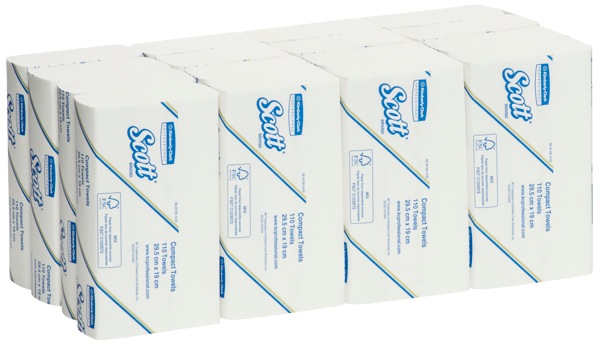 Scott Compact Hand Towel White 110 Sheets per Pack 5855 Carton of 16
