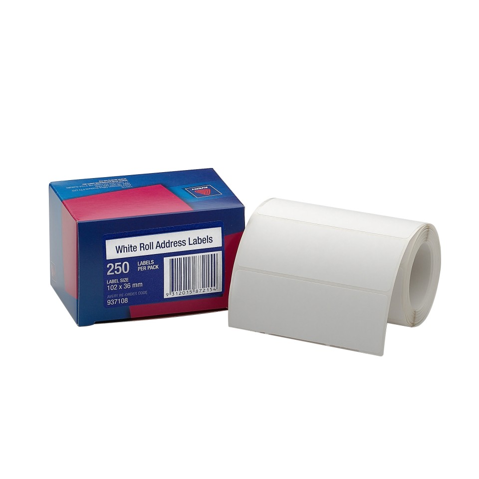 Avery Address Labels Hand writable Roll 937108 102x36mm White Roll 250