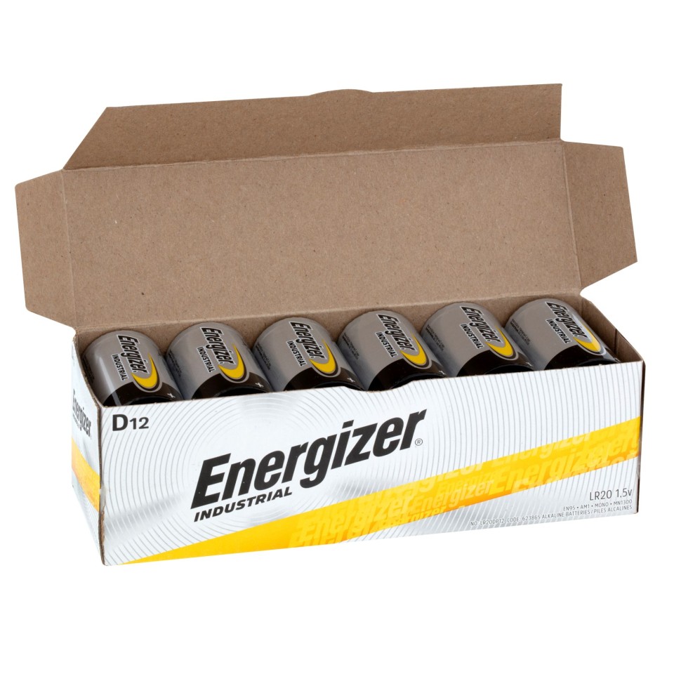 Energizer Industrial D Battery Alkaline Box 12
