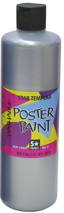 5 Star Tempera Poster Paint 500ml Metallic Silver