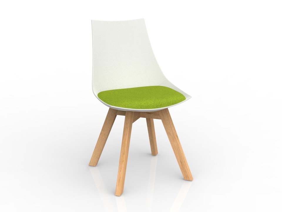 Knight Luna White Chair With Oak Base Upholstered Avocado Cushion