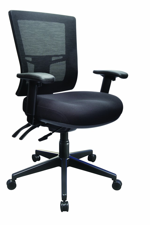 Metro II Task Chair Mesh 3 Lever with arms Mid Back Black
