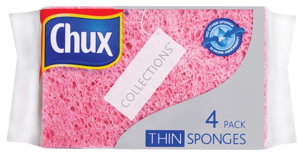 Chux Collection Sponges Thin Assorted Colours Pack of 4 CVS4/12