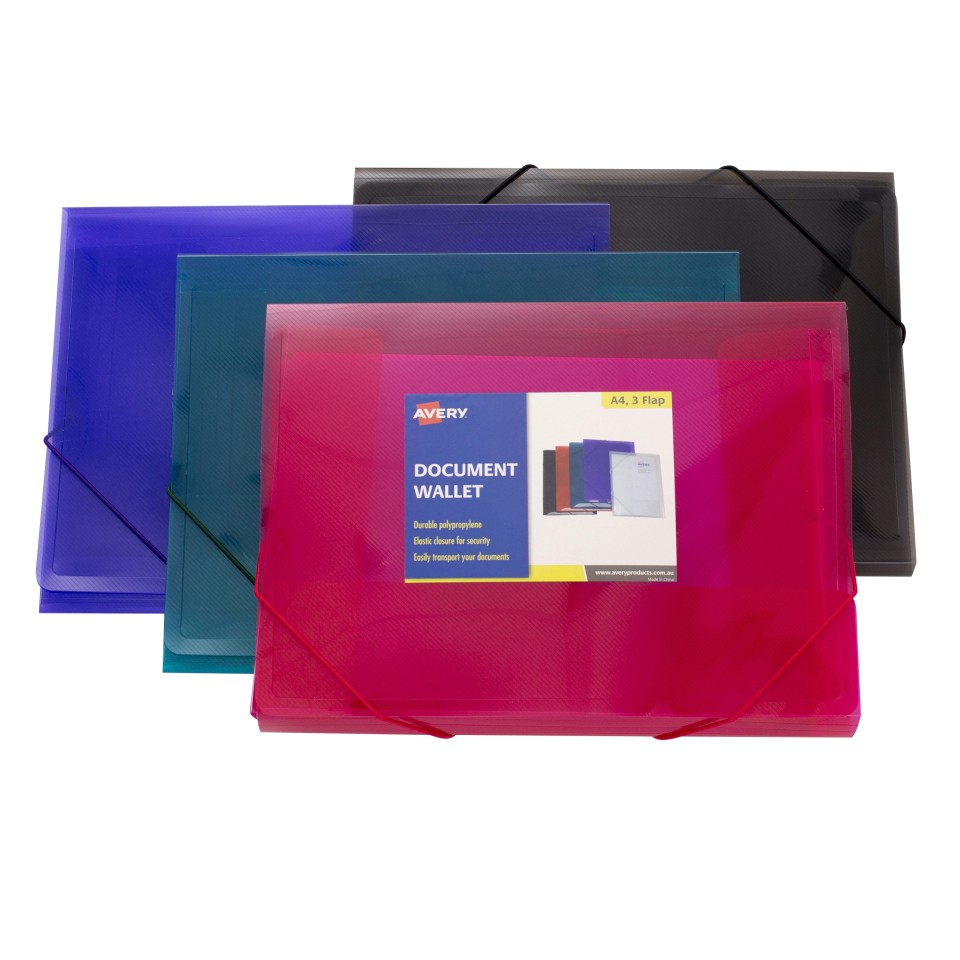 Avery Document Wallet Plastic Assorted Pack 12