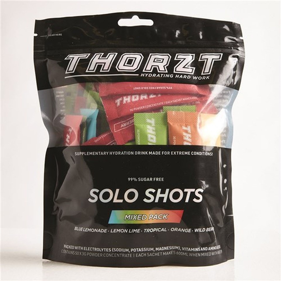 Thorzt Solo Shot Hydration Concentrate Mixed 5 Flavours 3g Sachet Pack 50