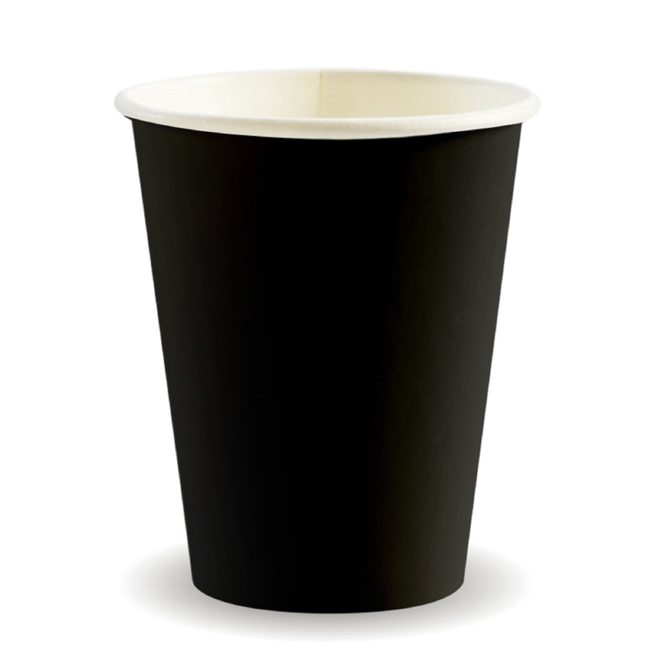 Biopak Single Wall Paper Cup Black Aqueous 12oz 390ml 90mm Carton 1000