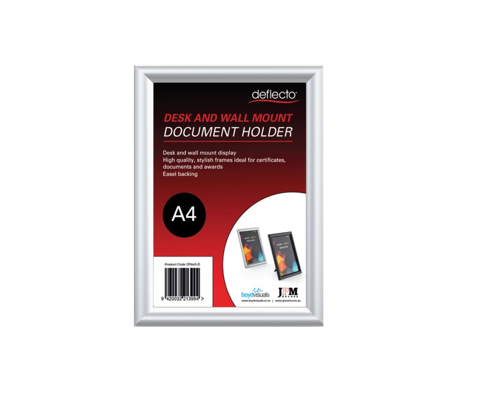 Deflecto Document Frame Wall & Desk Mountable A4 Silver
