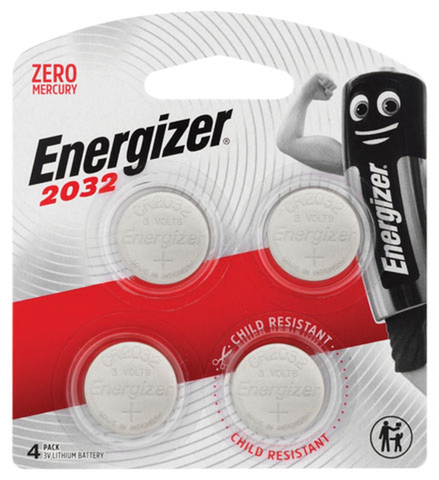 Energizer CR2032 Battery Lithium Coin 3V Pack 4