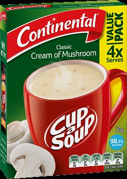 Continental Cup-A-Soup 70g Cream Of Mushroom Pack 4