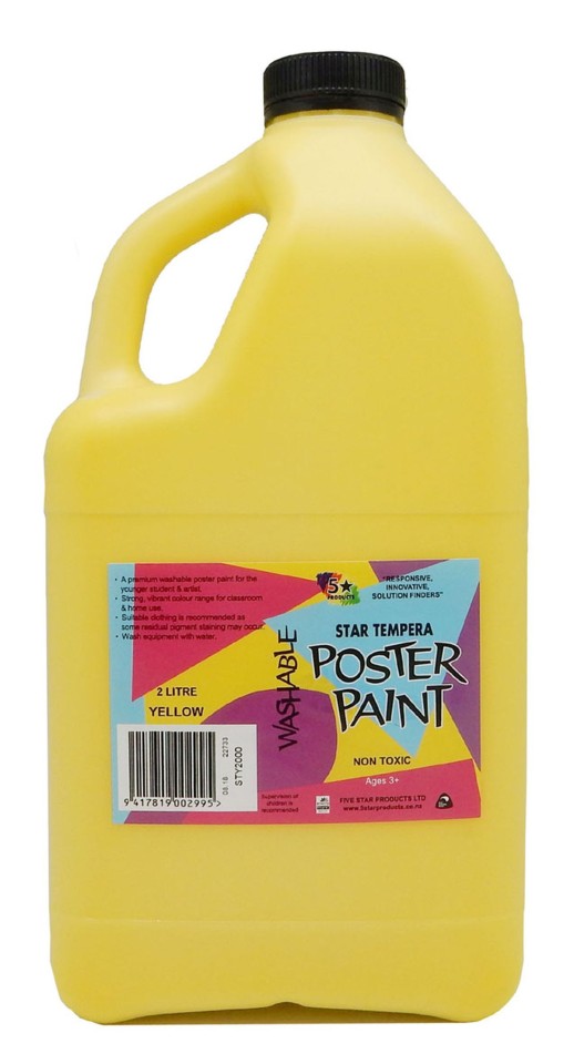 5 Star Tempera Poster Paint 2 Litre Yellow