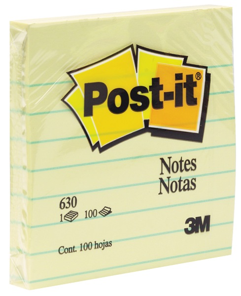 Post-it Self-Adhesive Notes 630-SS Lined 76x76mm Yellow 100 Sheet Pad