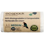 Ecopack ED-2027 Compostable/Biodegradable Bin Liner 27 Litre White 20 Liners per Roll Carton of 20 image