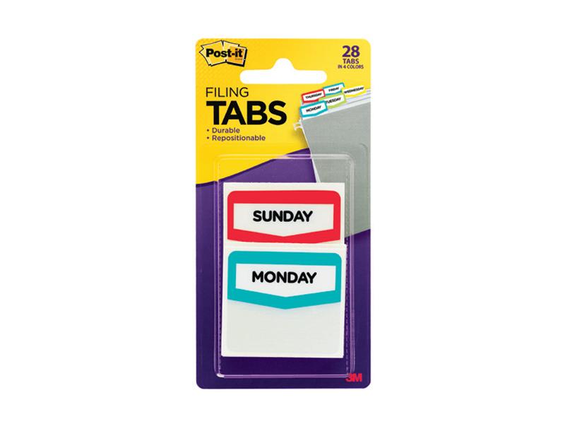 Post-it Filing Tabs Days the Week 44x38mm Pack 28
