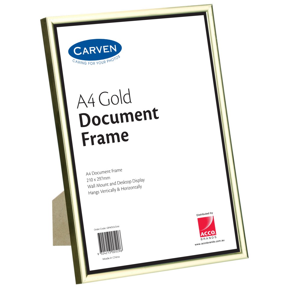 Carven A4 Certificate Frame With Strut Gold