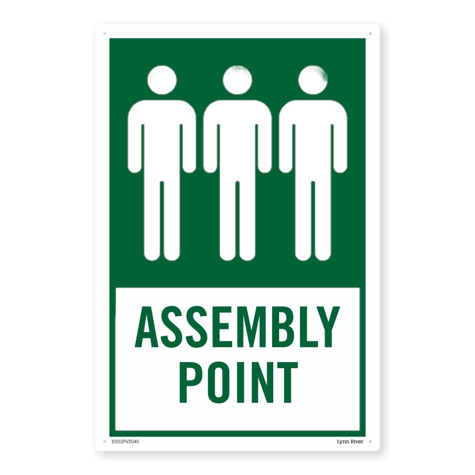 Assembly Point 300 x 450mm Vinyl on PVC (with screw holes)