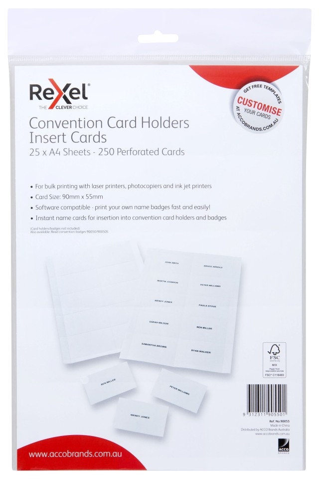 Rexel Insert Cards For Name Badges Box 250