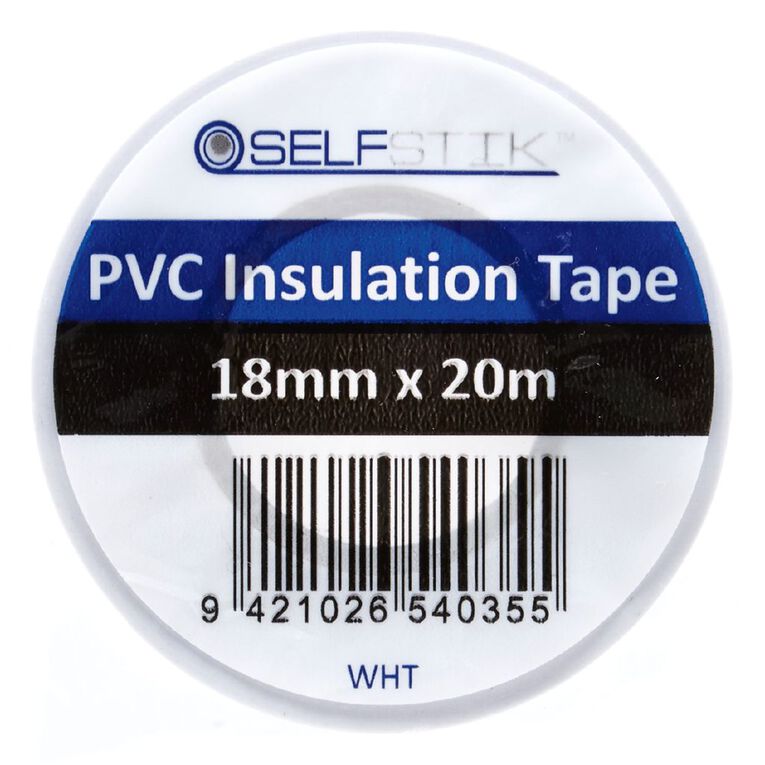 Pomona White Pvc Rubber Electrical Insulation Tape 18mm X 20m Roll