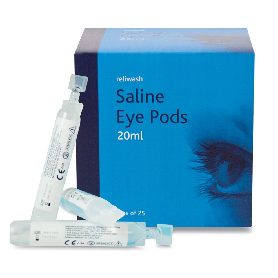 Reliwash Saline Eye Wash Pods Sterile 20ml Box 25
